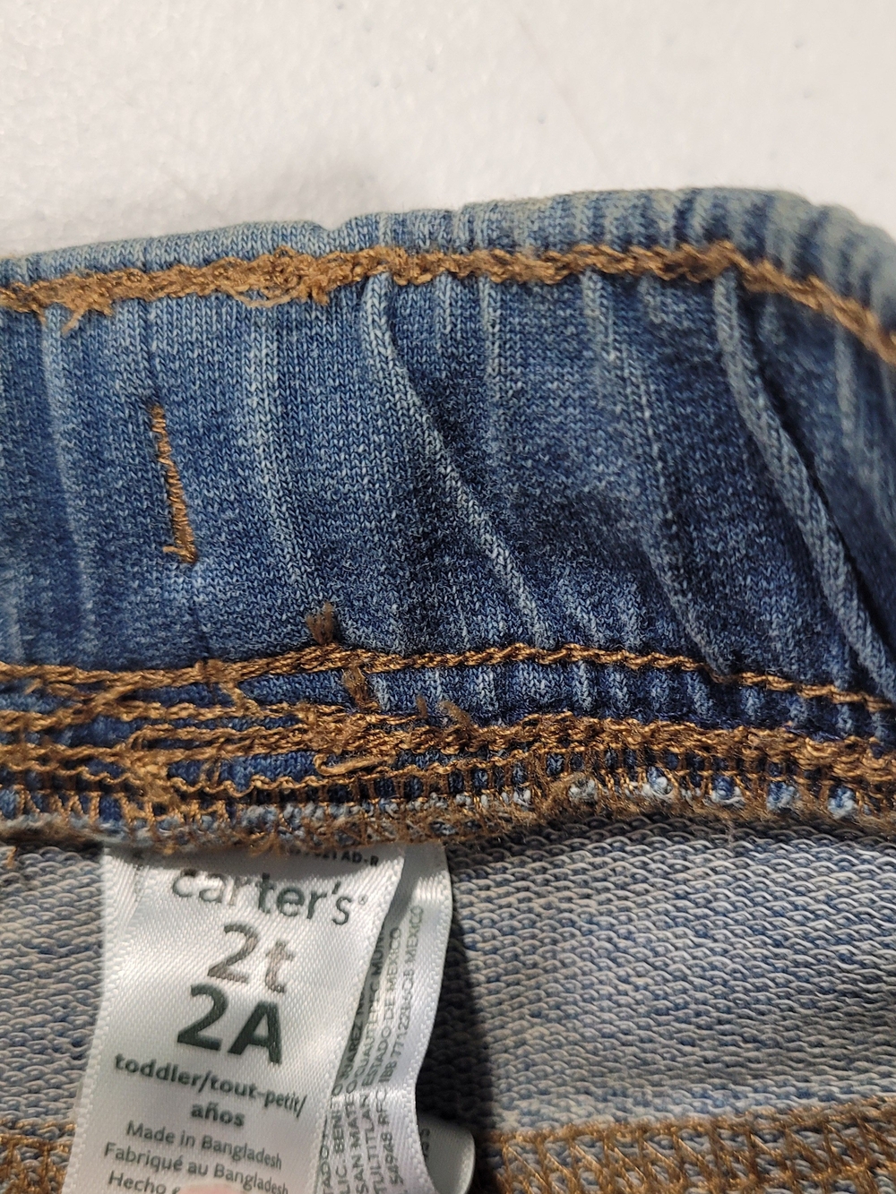 Carter's Light Blue Denim-Style Elastic Waist Shorts - Picture 2 of 3